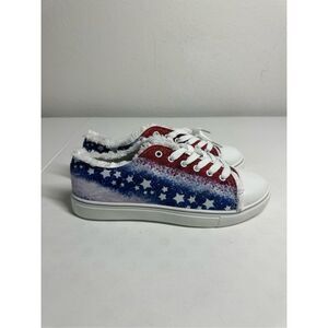 Women's American Flag Star Pattern Canvas Shoes  Lace Up  Size 41EU/10 US Notes